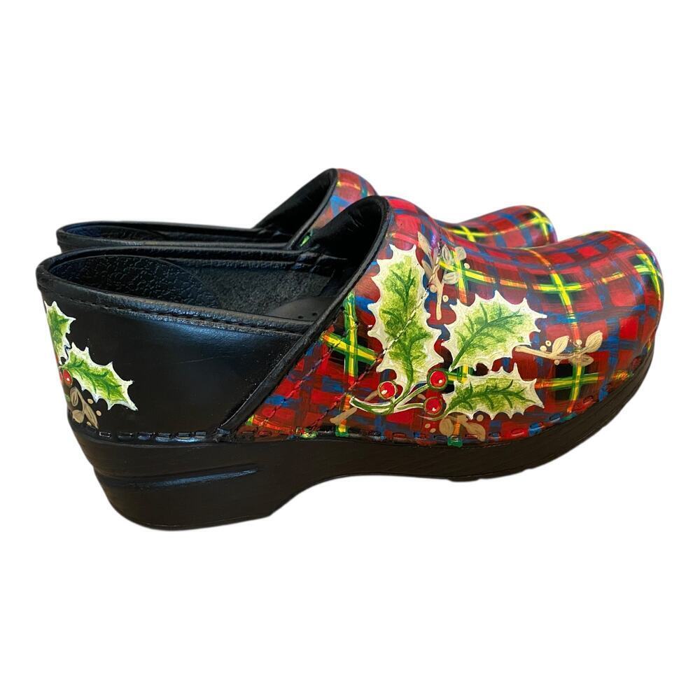 RARE 7/50 Carol Weber Hand-Painted Dansko Professional Holly Plaid Clogs EU 35 - Picture 5 of 16